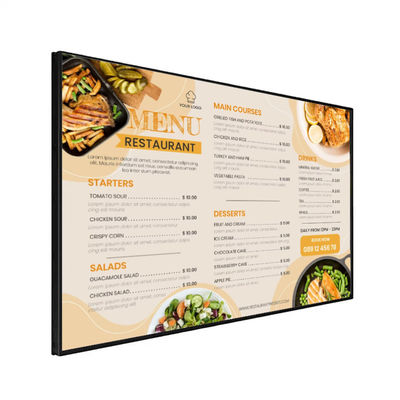 เครื่องเล่นป้ายดิจิทัลสําหรับจอเมนูดิจิทัลร้านอาหาร