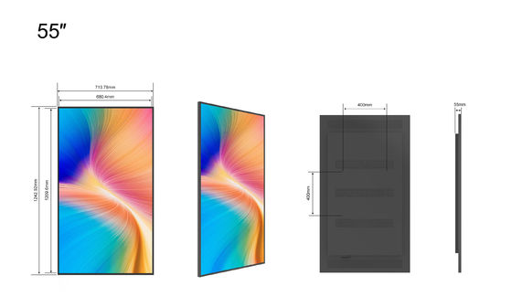 55 นิ้ว 3000cd / M2 Ultra-thin Window Facing LCD Displays สําหรับการโฆษณาในร้านค้า